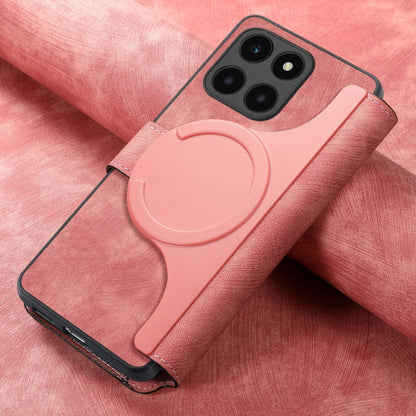 For Honor X6a CaseNeo MagSafe RFID Anti-theft Retro Leather Phone Case(Pink)