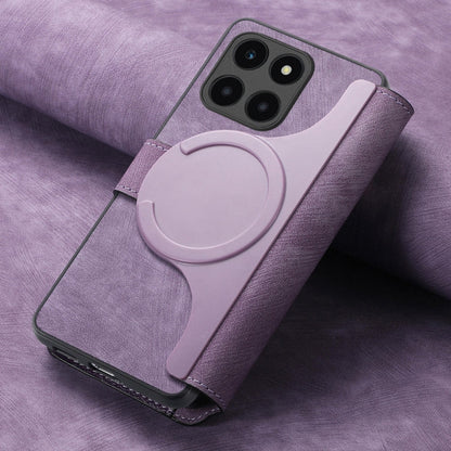 For Honor X6a CaseNeo MagSafe RFID Anti-theft Retro Leather Phone Case(Purple)