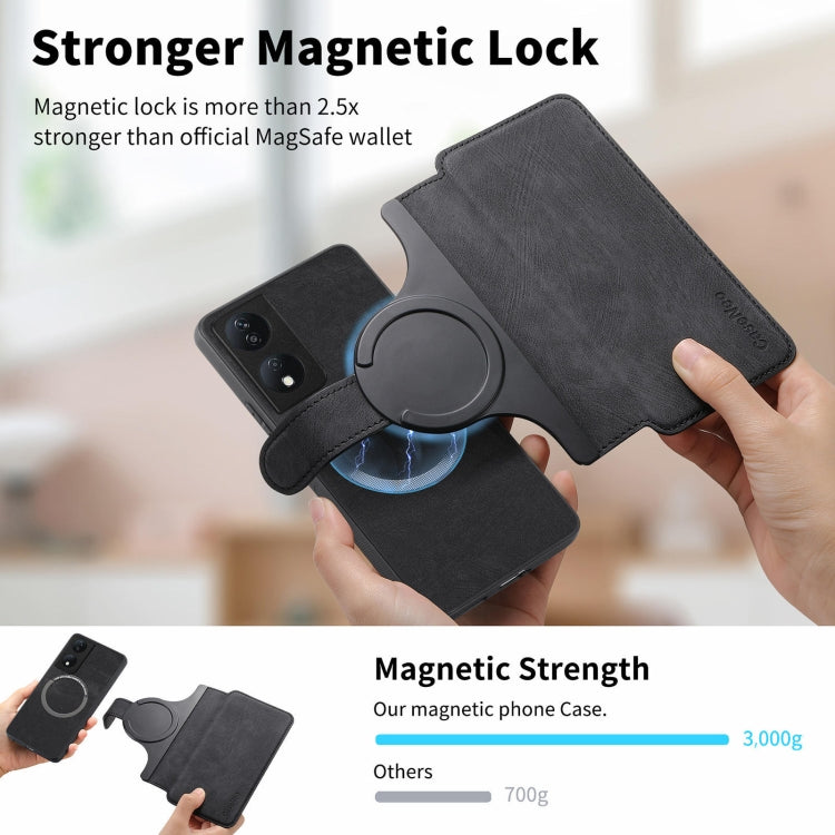 Coque For Honor X7bNeo MagSafe RFID Antivol Étui de téléphone en cuir rétro(Noir)