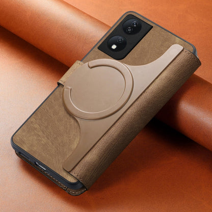 For Honor X7b CaseNeo MagSafe RFID Anti-theft Retro Leather Phone Case(Brown)