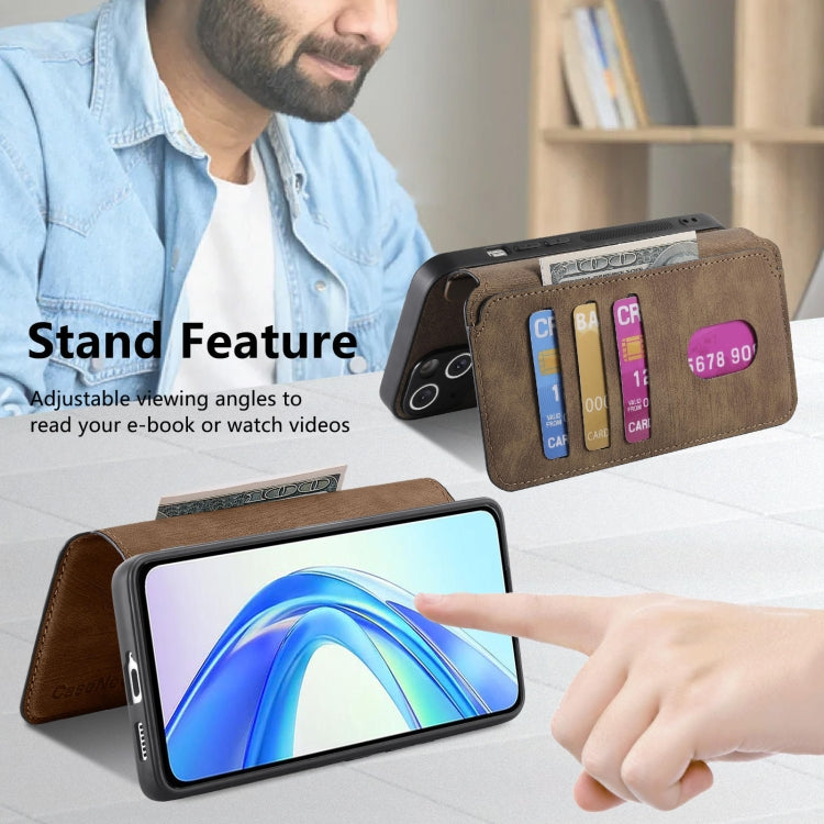 For Honor X7b CaseNeo MagSafe RFID Anti-theft Retro Leather Phone Case(Brown)