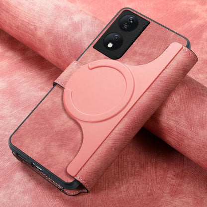 For Honor X7b CaseNeo MagSafe RFID Anti-theft Retro Leather Phone Case(Pink)