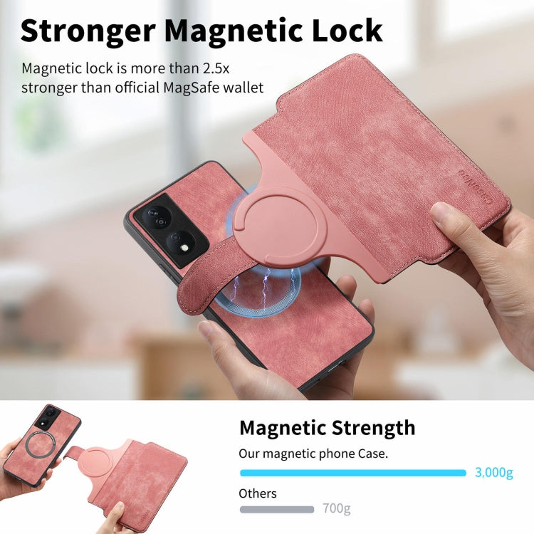 For Honor X7b CaseNeo MagSafe RFID Anti-theft Retro Leather Phone Case(Pink)