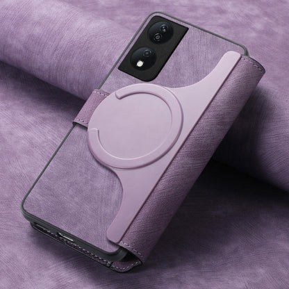 For Honor X7b CaseNeo MagSafe RFID Anti-theft Retro Leather Phone Case(Purple)