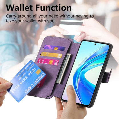 For Honor X7b CaseNeo MagSafe RFID Anti-theft Retro Leather Phone Case(Purple)