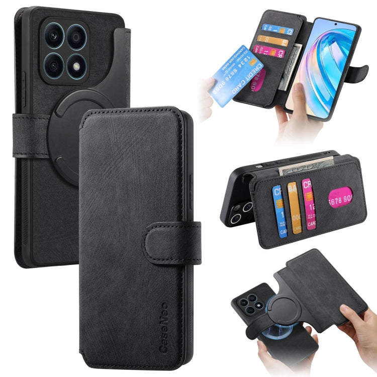 Coque Pour Honor X8a Étui en Cuir Rétro Neo MagSafe Anti-RFID Antivol (Noir)
