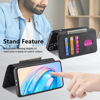 Coque Pour Honor X8a Étui en Cuir Rétro Neo MagSafe Anti-RFID Antivol (Noir)