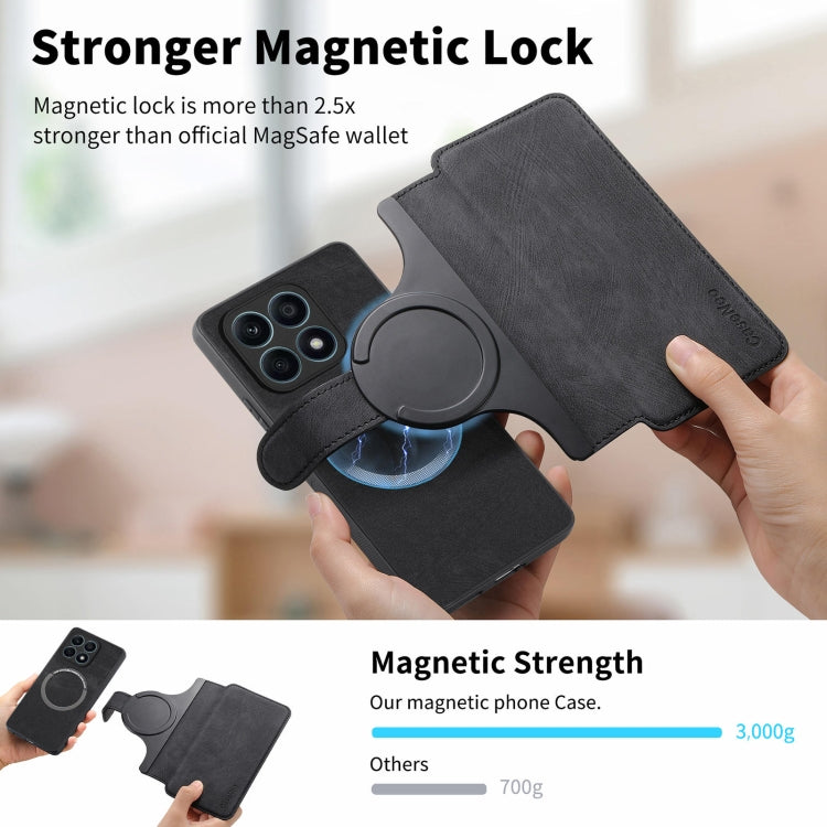 Coque Pour Honor X8a Étui en Cuir Rétro Neo MagSafe Anti-RFID Antivol (Noir)