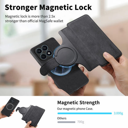 Coque Pour Honor X8a Étui en Cuir Rétro Neo MagSafe Anti-RFID Antivol (Noir)