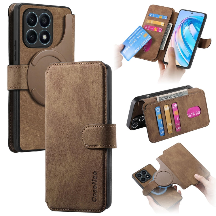 For Honor X8a CaseNeo MagSafe RFID Anti-theft Retro Leather Phone Case(Brown)