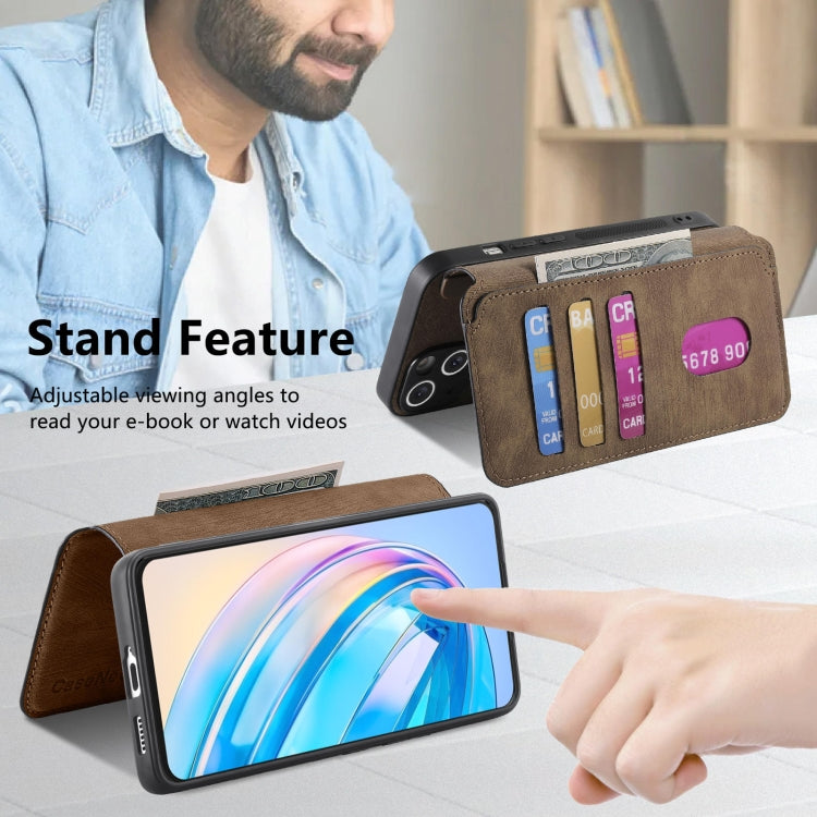 For Honor X8a CaseNeo MagSafe RFID Anti-theft Retro Leather Phone Case(Brown)