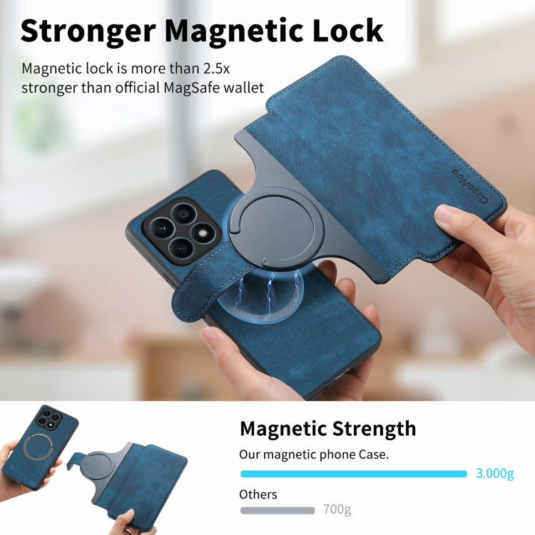 Coque For Honor X8a - Étui en cuir rétro avec MagSafe et blocage RFID (bleu)