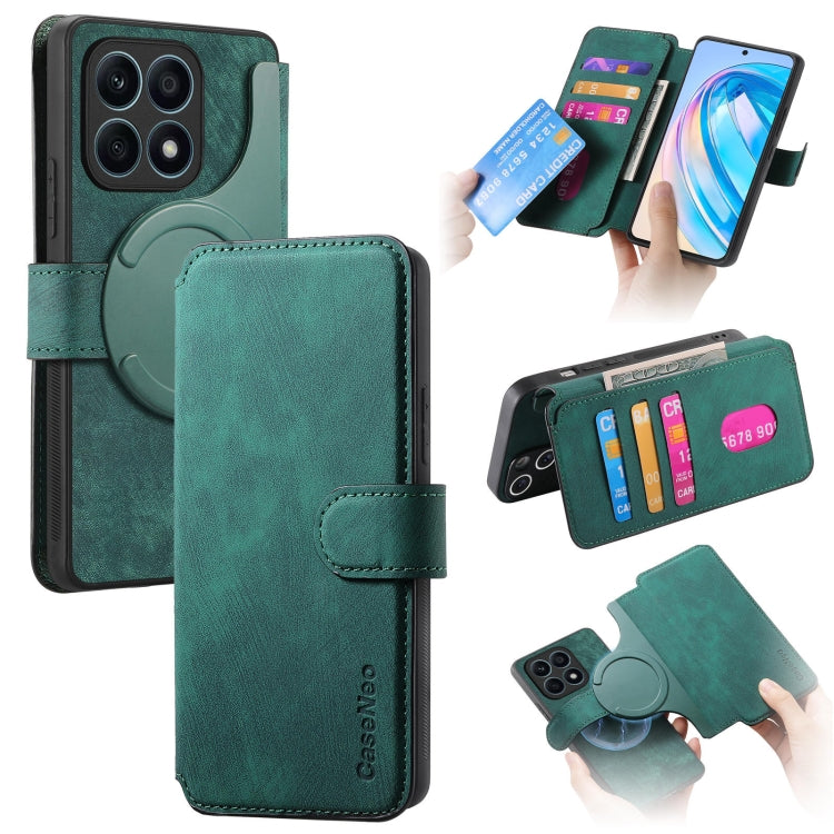 Coque Honor X8aÉtui téléphone rétro en cuir anti-vol RFID Neo MagSafe (Vert)