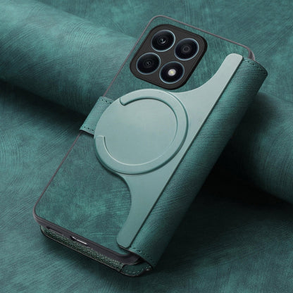 Coque Honor X8aÉtui téléphone rétro en cuir anti-vol RFID Neo MagSafe (Vert)