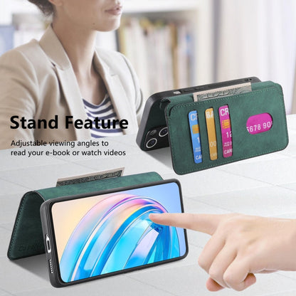 Coque Honor X8aÉtui téléphone rétro en cuir anti-vol RFID Neo MagSafe (Vert)
