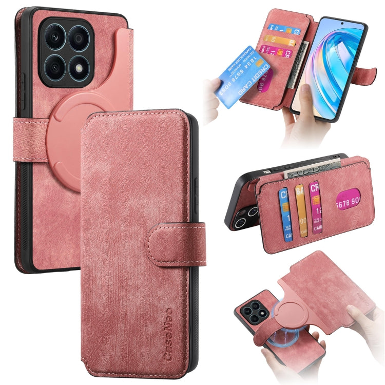 For Honor X8a CaseNeo MagSafe RFID Anti-theft Retro Leather Phone Case(Pink)