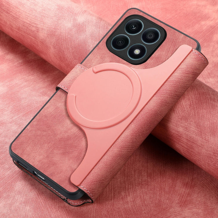 For Honor X8a CaseNeo MagSafe RFID Anti-theft Retro Leather Phone Case(Pink)