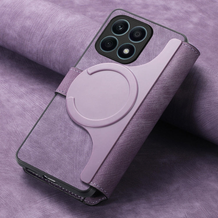 For Honor X8a CaseNeo MagSafe RFID Anti-theft Retro Leather Phone Case(Purple)