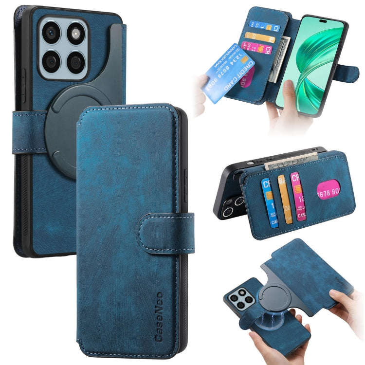 For Honor X8b CaseNeo MagSafe RFID Anti-theft Retro Leather Phone Case(Blue)