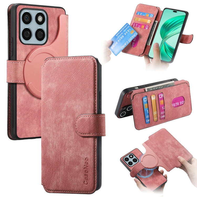 Coque For Honor X8bÉtui en cuir rétro anti-vol RFID Neo MagSafe (rose)