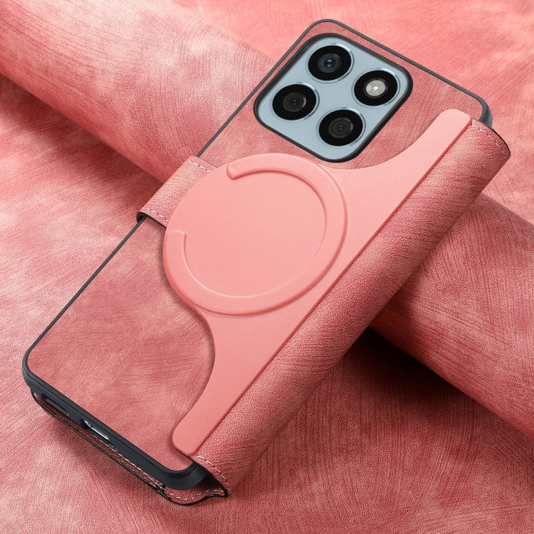Coque For Honor X8bÉtui en cuir rétro anti-vol RFID Neo MagSafe (rose)