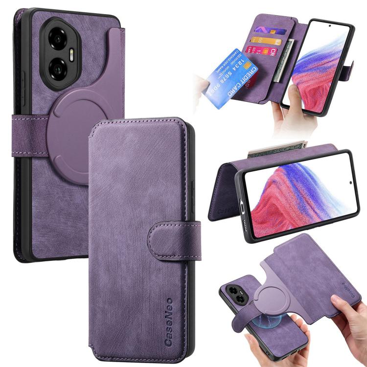 Coque For Honor 300 CaseNeo MagSafe RFID Antivol en Cuir Rétro pour Téléphone (Violet)