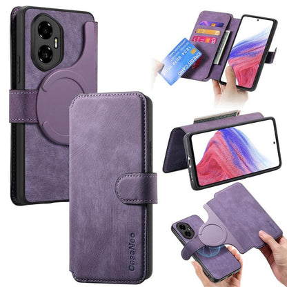 Coque For Honor 300 CaseNeo MagSafe RFID Antivol en Cuir Rétro pour Téléphone (Violet)