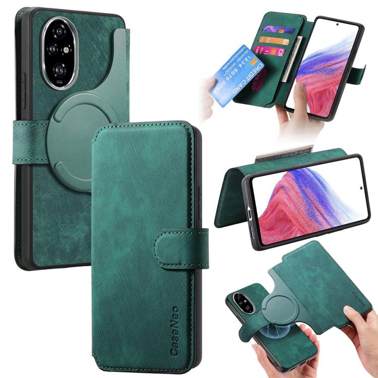 Coque For Honor 200 ProNeo MagSafe RFID Antivol en Cuir Rétro (Vert)