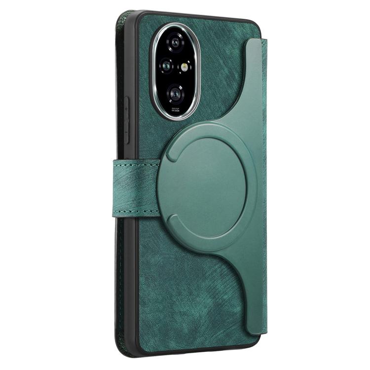 Coque For Honor 200 ProNeo MagSafe RFID Antivol en Cuir Rétro (Vert)