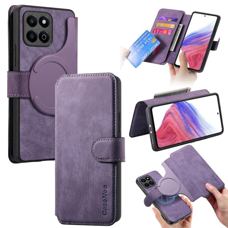 For Honor Play 30M 5G CaseNeo MagSafe RFID Anti-theft Retro Leather Phone Case(Purple)