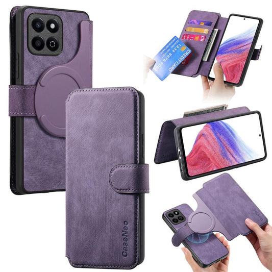 Coque Honor Play 30M 5GCoque de téléphone rétro en cuir anti-RFID MagSafe (violette)
