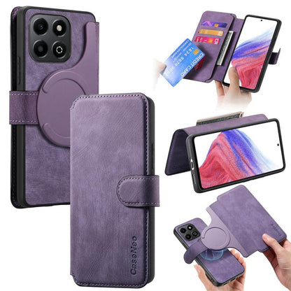 Coque Pour Honor X6b Étui Neo MagSafe RFID Antivol Rétro Cuir Téléphone Étui(Violet)