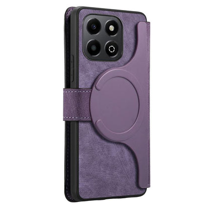 Coque Pour Honor X6b Étui Neo MagSafe RFID Antivol Rétro Cuir Téléphone Étui(Violet)