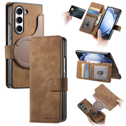 For Samsung Galaxy Z Fold6 CaseNeo MagSafe RFID Anti-theft Retro Leather Phone Case(Brown)