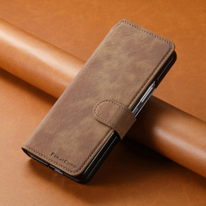 For Samsung Galaxy Z Fold6 CaseNeo MagSafe RFID Anti-theft Retro Leather Phone Case(Brown)