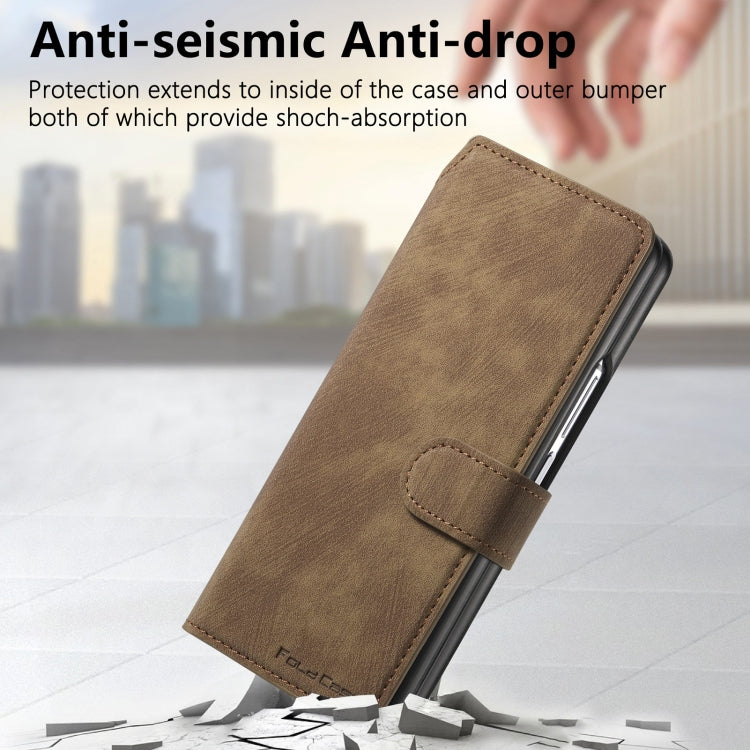 For Samsung Galaxy Z Fold6 CaseNeo MagSafe RFID Anti-theft Retro Leather Phone Case(Brown)