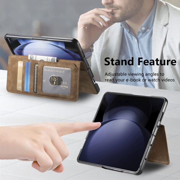 For Samsung Galaxy Z Fold6 CaseNeo MagSafe RFID Anti-theft Retro Leather Phone Case(Brown)