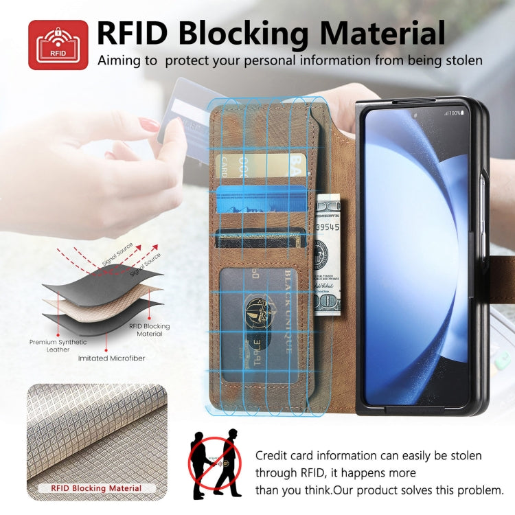For Samsung Galaxy Z Fold6 CaseNeo MagSafe RFID Anti-theft Retro Leather Phone Case(Brown)