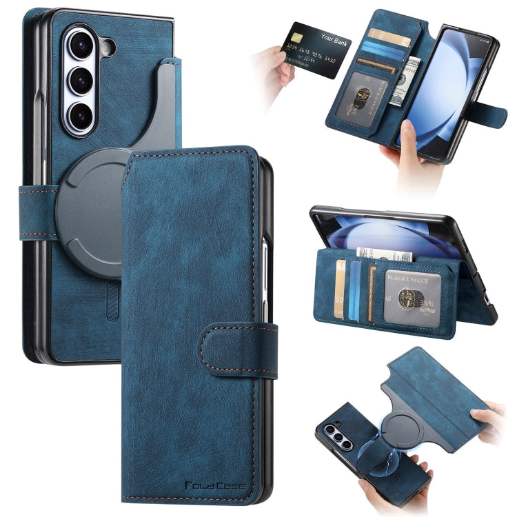 For Samsung Galaxy Z Fold6 CaseNeo MagSafe RFID Anti-theft Retro Leather Phone Case(Blue)