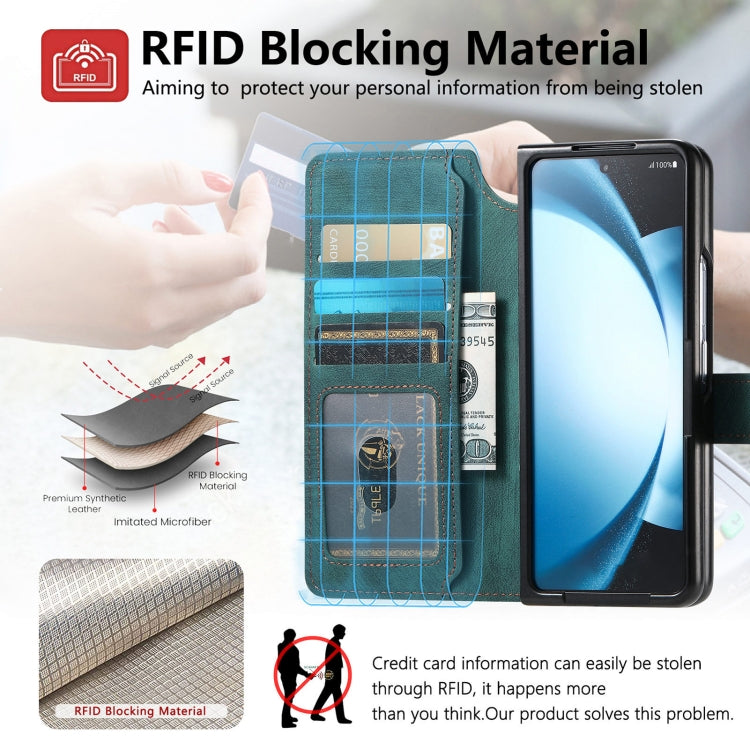 For Samsung Galaxy Z Fold6 CaseNeo MagSafe RFID Anti-theft Retro Leather Phone Case(Green)