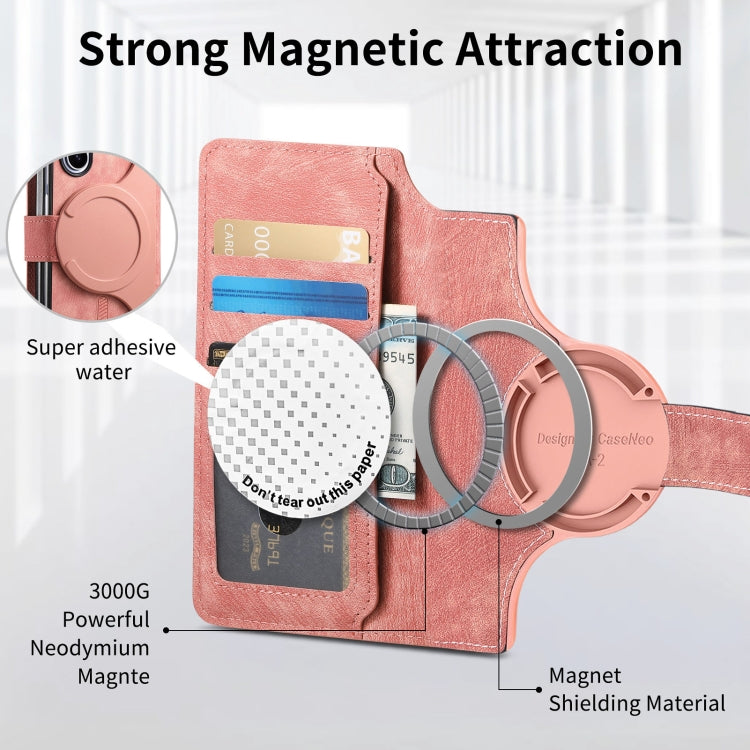 For Samsung Galaxy Z Fold6 CaseNeo MagSafe RFID Anti-theft Retro Leather Phone Case(Pink)