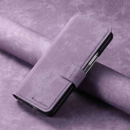 For Samsung Galaxy Z Fold6 CaseNeo MagSafe RFID Anti-theft Retro Leather Phone Case(Purple)