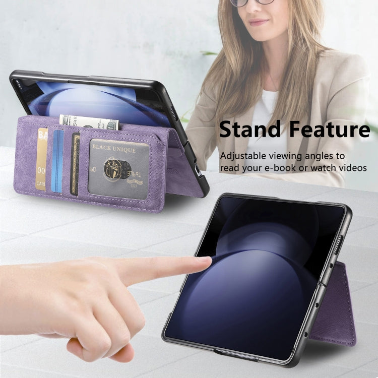 For Samsung Galaxy Z Fold6 CaseNeo MagSafe RFID Anti-theft Retro Leather Phone Case(Purple)