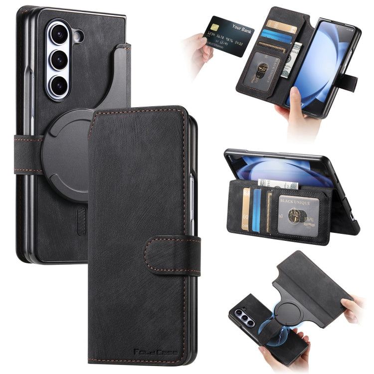 For Samsung Galaxy Z Fold5 CaseNeo MagSafe RFID Anti-theft Retro Leather Phone Case(Black)