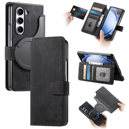 For Samsung Galaxy Z Fold5 CaseNeo MagSafe RFID Anti-theft Retro Leather Phone Case(Black)