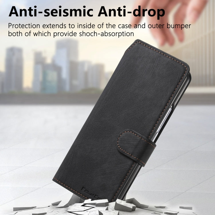 For Samsung Galaxy Z Fold5 CaseNeo MagSafe RFID Anti-theft Retro Leather Phone Case(Black)
