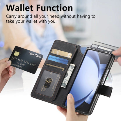 For Samsung Galaxy Z Fold5 CaseNeo MagSafe RFID Anti-theft Retro Leather Phone Case(Black)