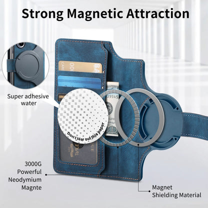 Pour Samsung Galaxy Z Fold5 Étui Neo MagSafe RFID Antivol Rétro Cuir Étui de Téléphone(Bleu)