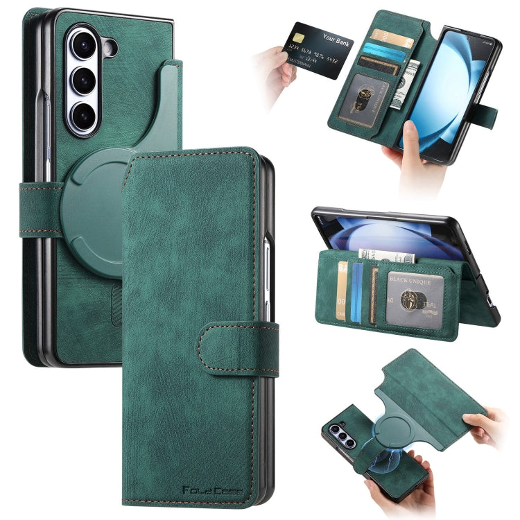 For Samsung Galaxy Z Fold5 CaseNeo MagSafe RFID Anti-theft Retro Leather Phone Case(Green)