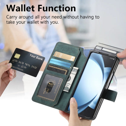 For Samsung Galaxy Z Fold5 CaseNeo MagSafe RFID Anti-theft Retro Leather Phone Case(Green)